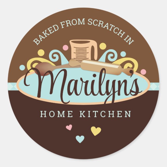 Sticker Rond Mesurer les ustensiles de gobelet boulangerie pâti (Devant)