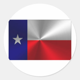 Sticker Rond Métal balayé par drapeau du Texas