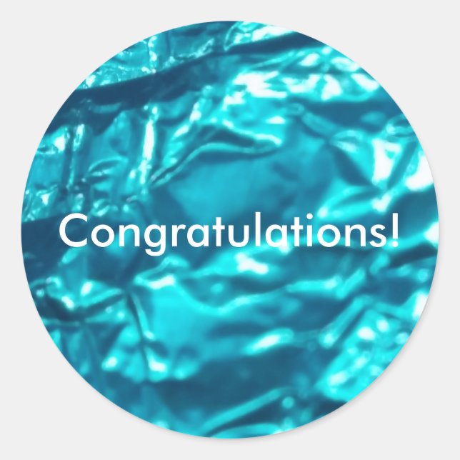 Sticker Rond Métallic Blue, Félicitations, Joyeux anniversaire (Devant)