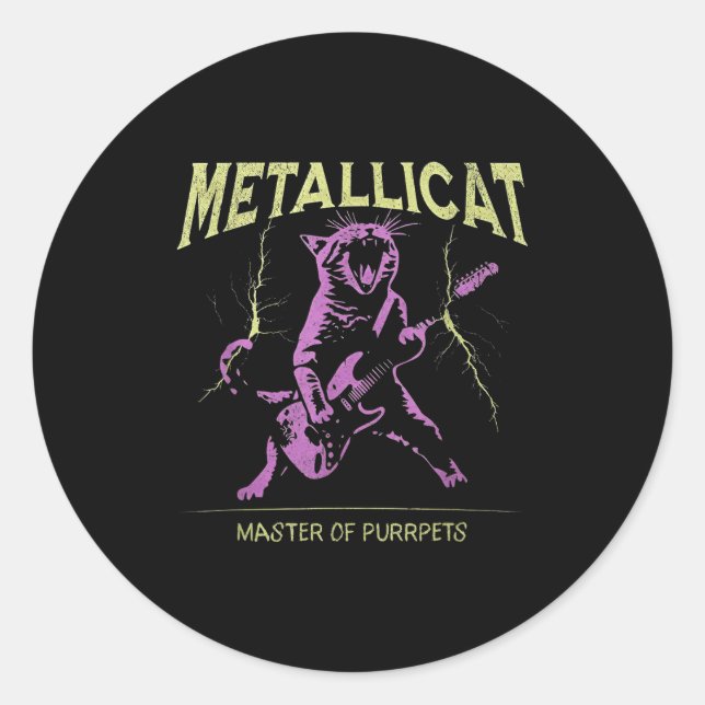 Sticker Rond Metallicat Master Of Purrpets  (Devant)