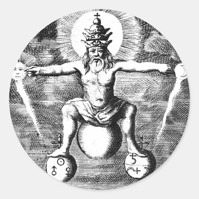 Sticker Rond Métamorphose des métaux en alchimie (Devant)