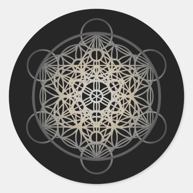 Sticker Rond Metatron's Cube Flower of Life - Silver Version 2 (Devant)