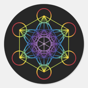 Sticker Rond Metatron's Cube - Rainbow Version