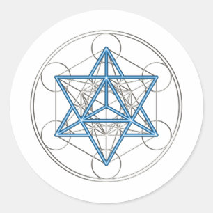 Sticker Rond Metatrons Würfel - Merkaba - Stern Tetraeder