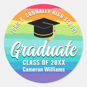Sticker Rond Mete Rainbow Graduate Custom 2025 LGBTQ Graduation
