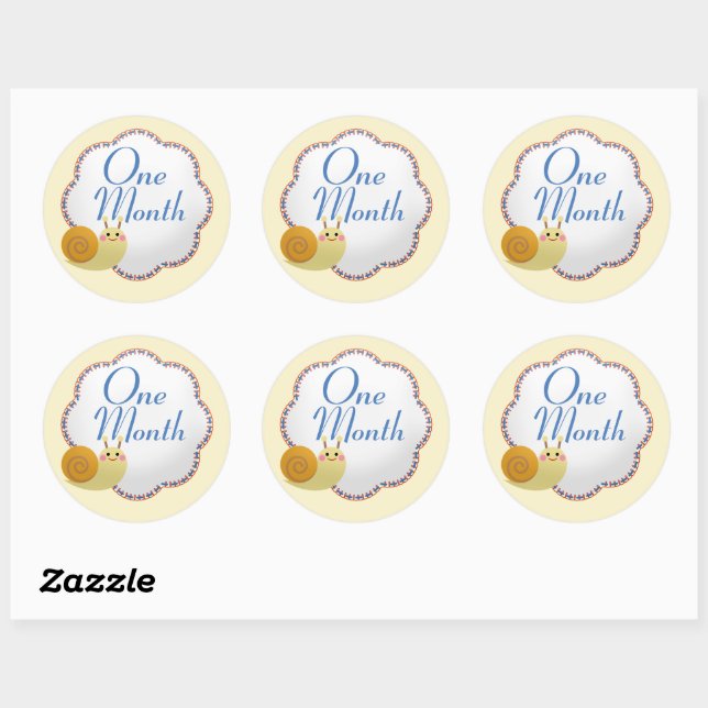 Sticker Rond Mete Snail Baby Monthly Milestone (Feuille)