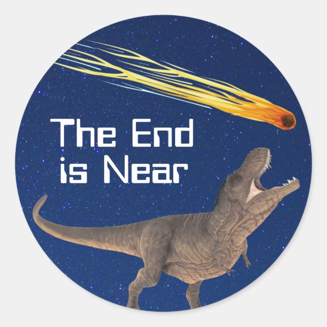 Sticker Rond Meteor Dinosaur End Est Près D'Une Catastrophe (Devant)
