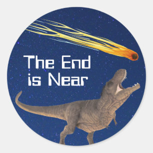 Sticker Rond Meteor Dinosaur End Est Près D'Une Catastrophe