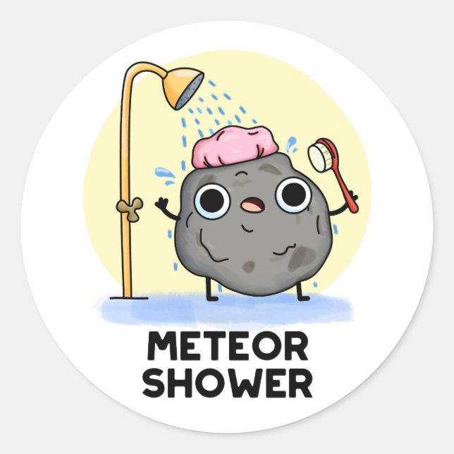 Sticker Rond Meteor Douche Funny Science Pun (Devant)