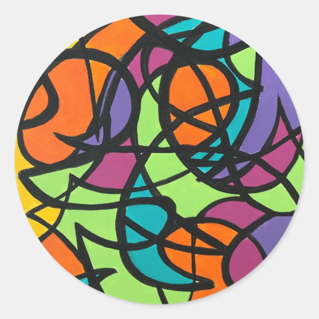Sticker Rond Metro Moon - Art Abstrait Peint à la Main (Devant)