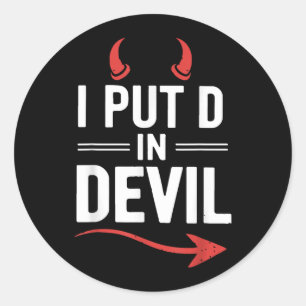 Sticker Rond Mettez D dans Diable Drôle Halloween Couple Corres