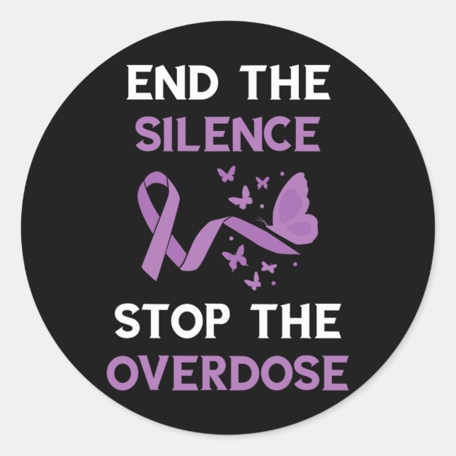 Sticker Rond Mettez Fin au Silence Ruban Violet Mois de Sensibi (Devant)