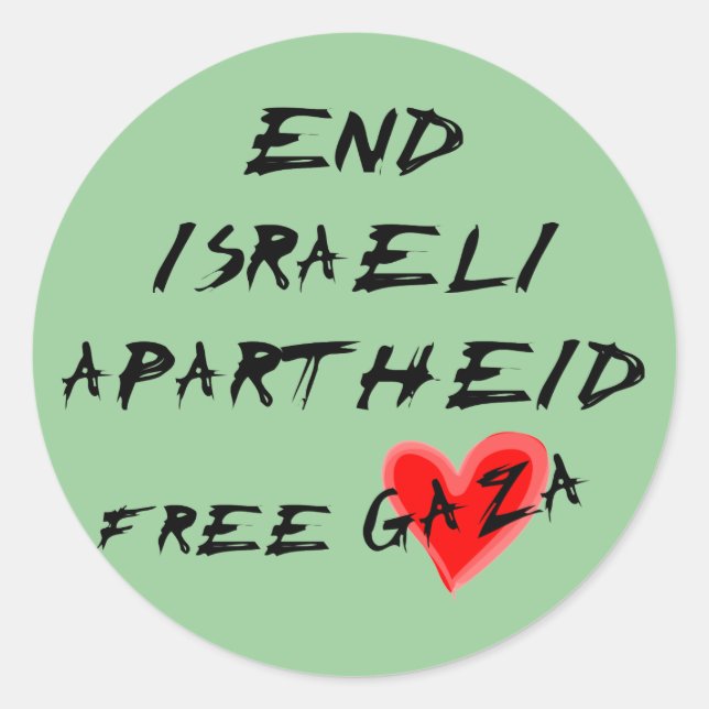 Sticker Rond Mettre fin à l'apartheid israélien Libérer Gaza (Devant)