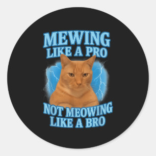 Sticker Rond Mewing Not Mewing Funny Cat Meme