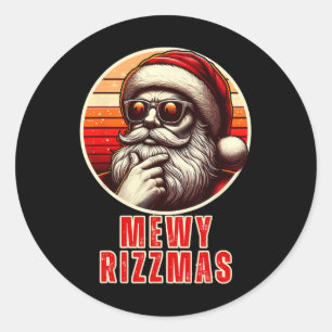 Sticker Rond Mewy Rizzmas Drôle Père Noël Mewing Joke Rizz Mens