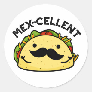 Sticker Rond Mex-violet drôle Excellent Pun Taco