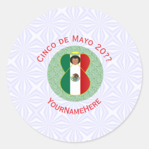 Sticker Rond Mexicain Cinco de Mayo Angel Personnalisé