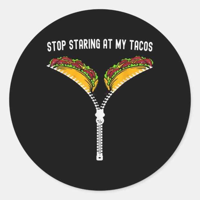Sticker Rond Mexicain Funny Stop À La Tacos Fiesta Cinc (Devant)
