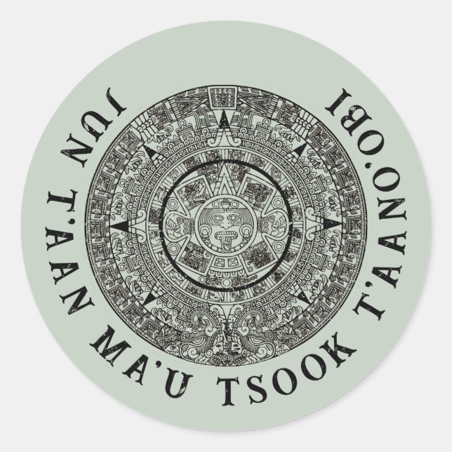 Sticker Rond Mexicaine Aztec Sun Stone Maya Calendrier 1 (Devant)