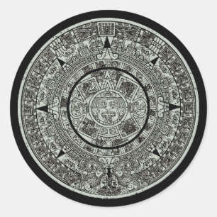 Sticker Rond Mexicaine Aztec Sun Stone Maya Calendrier 1