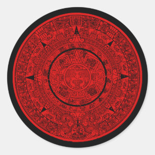 Sticker Rond Mexicaine Aztec Sun Stone Maya Calendrier 2
