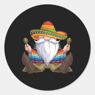 Sticker Rond Mexicaine Gnome Cinco De Mayo Serape Poncho Hommes