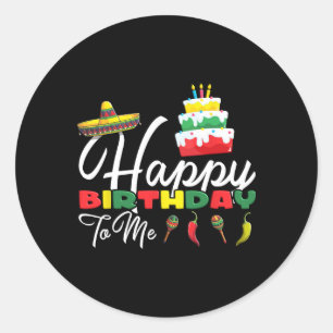 Sticker Rond Mexicaine Holliday Sombrero Cute Cake Joyeux Anniv