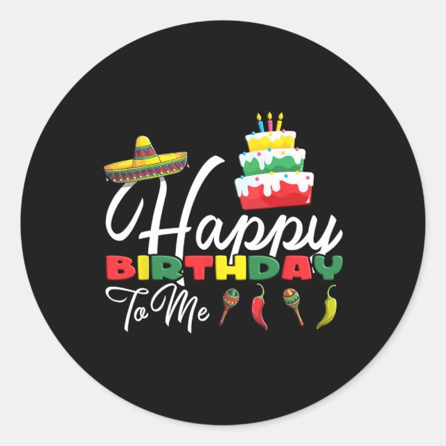 Sticker Rond Mexicaine Holliday Sombrero Cute Cake Joyeux Anniv (Devant)
