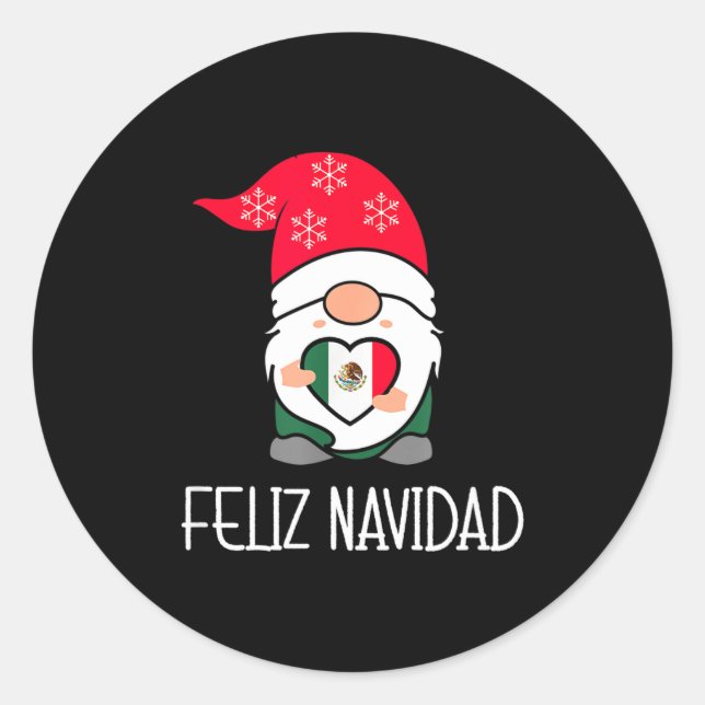 Sticker Rond Mexican Christmas Gnome Feliz Navidad Mexico  (Devant)