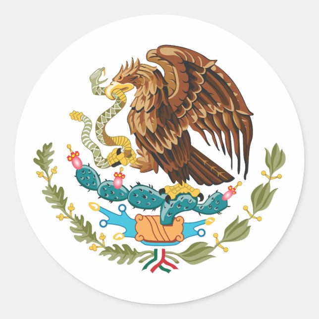 Sticker Rond Mexico country coat arms symbol emblem eagle (Devant)