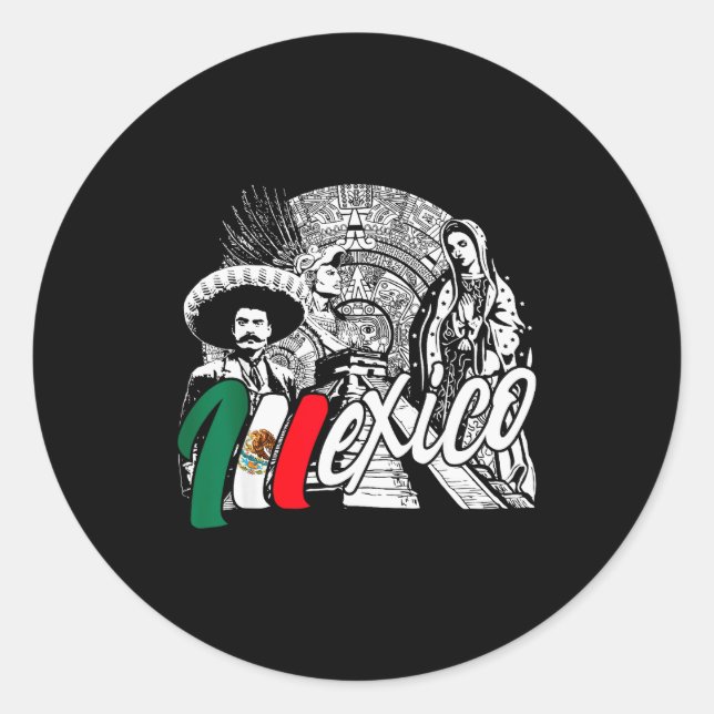 Sticker Rond Mexico - Mexican Pride - Virgen De Guadalupe And H (Devant)