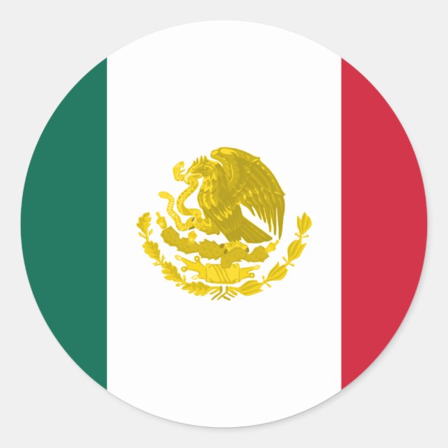 Sticker Rond Mexique avec armes d'or complètes, Mexique (Devant)