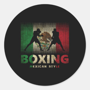 Sticker Rond Mexique Boxe Vintage Mexique Drapeau Mexique Boxe