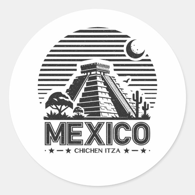Sticker Rond Mexique Chichen Itza (Devant)