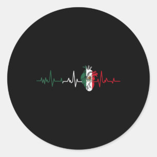 Sticker Rond Mexique Drapeau battement de coeur pour la fierté 