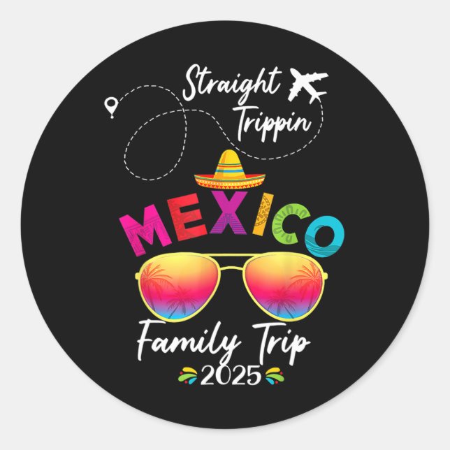 Sticker Rond Mexique Famille vacances Cancun 2025 Trippi droit (Devant)