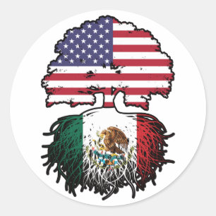 Sticker Rond Mexique Mexique États-Unis drapeau des racines d'a