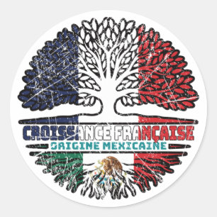 Sticker Rond Mexique Mexique France Arbre Drapeau