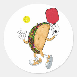 Sticker Rond Mexique Taco Pickleball Joueur Sports Lover Cinco