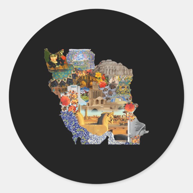 Sticker Rond Meydan Shahyad Meydan Azadi Carte de l'Iran Carte  (Devant)