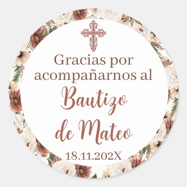 Sticker Rond Mi bautizo espagnol sticker, garçon baptism Classi (Devant)