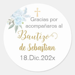 Sticker Rond Mi bautizo espagnol sticker, garçon baptism Españo