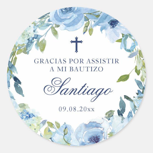 Sticker Rond Mi Bautizo Recuerdos Para Bautizo espagnol Baptême (Devant)