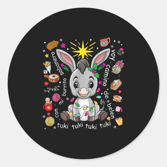 Sticker Rond Mi Burrito Sabanero Mexican Christmas Spanish Xmas (Devant)