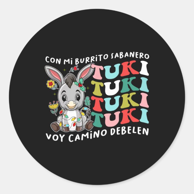 Sticker Rond Mi Burrito Sabynero Mexican Tuki Tuki Donkey Latin (Devant)