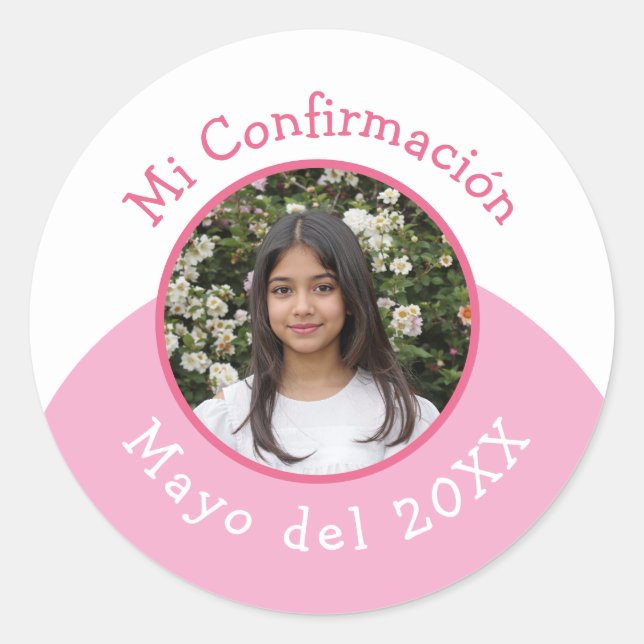 Sticker Rond Mi Confirmación con Foto y Fecha (Devant)