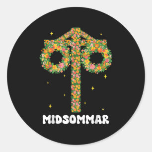Sticker Rond Mi-été Solstice Maypole Midsomum Suède