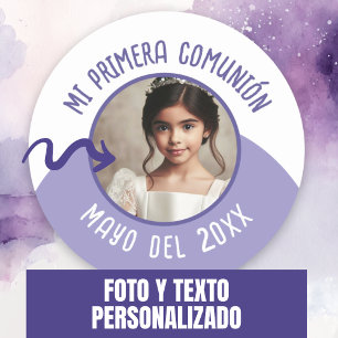 Sticker Rond Mi Primera Comunión con Foto y Año