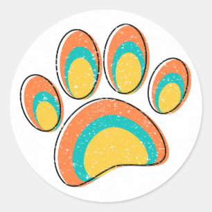 Sticker Rond Mi-siècle moderne Chien Paw Old Print