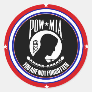 STICKER ROND MIA DE PRISONNIER DE GUERRE - BLANC ET BLEU ROUGES